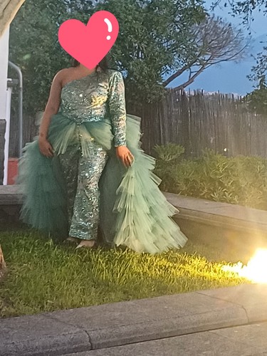 Abito donna verde monospalla